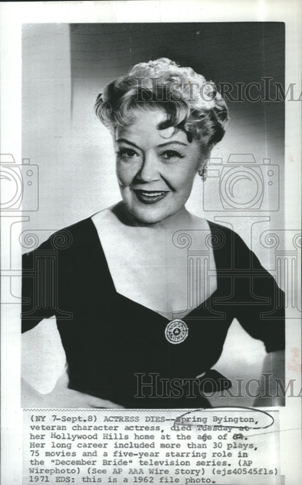 1971 Press Photo Spring Byington Dies December Bride- Historic Images