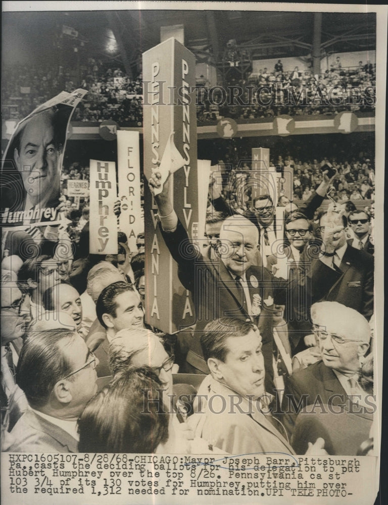 1968 Press Photo Pittsburgh Mayor Joseph Barr casts the deciding ballot - Historic Images