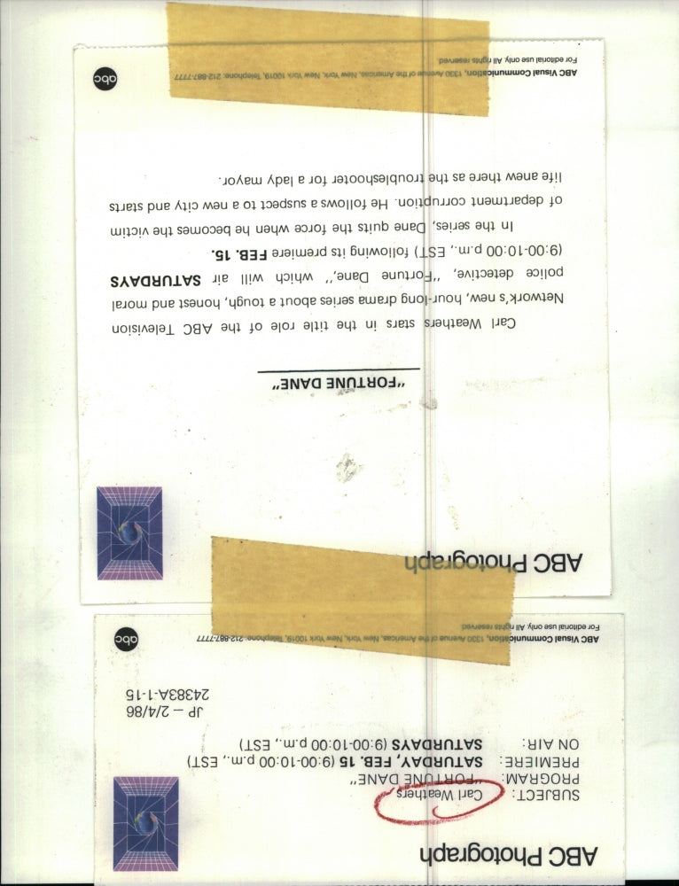 1986 Press Photo Carl Weathers, Fortune Dane