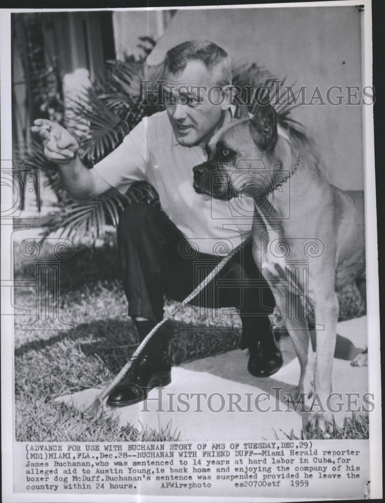 1959 Press Photo James Buchanan Miami Herald Reporter Cuban Prison Sentence- Historic Images