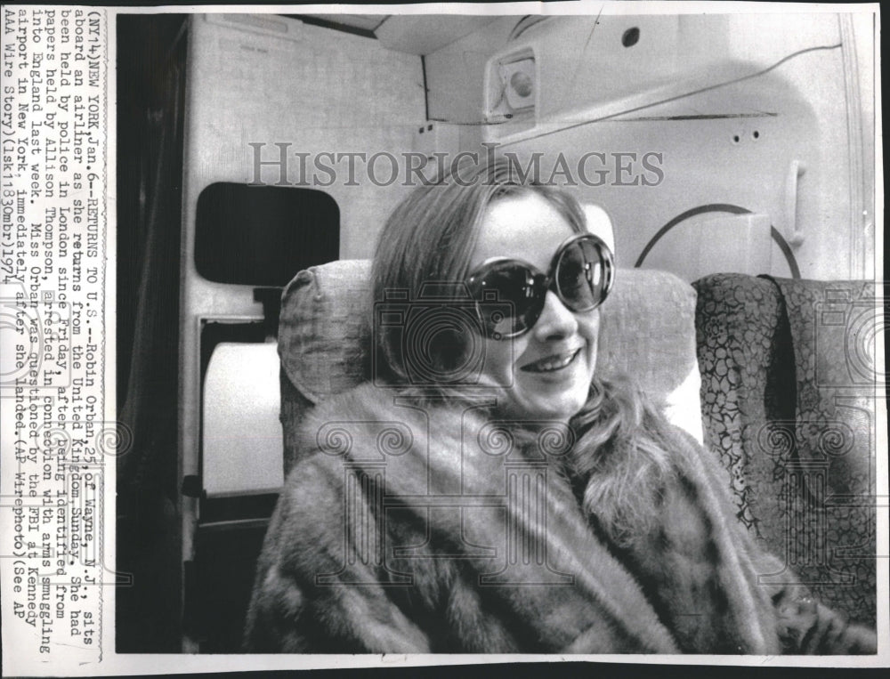 1974 Press Photo Robin Organ Returns To US After Release From UK- Historic Images