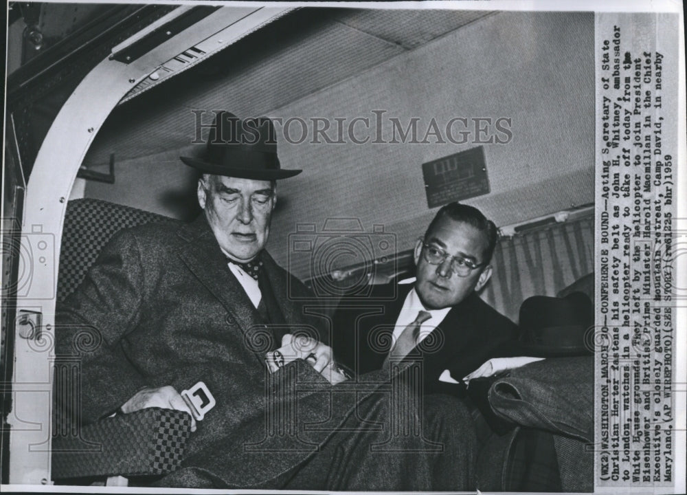 1959 Press Photo Secretary of State Christian Herter with John H Whitney Ambassador to London - Historic Images