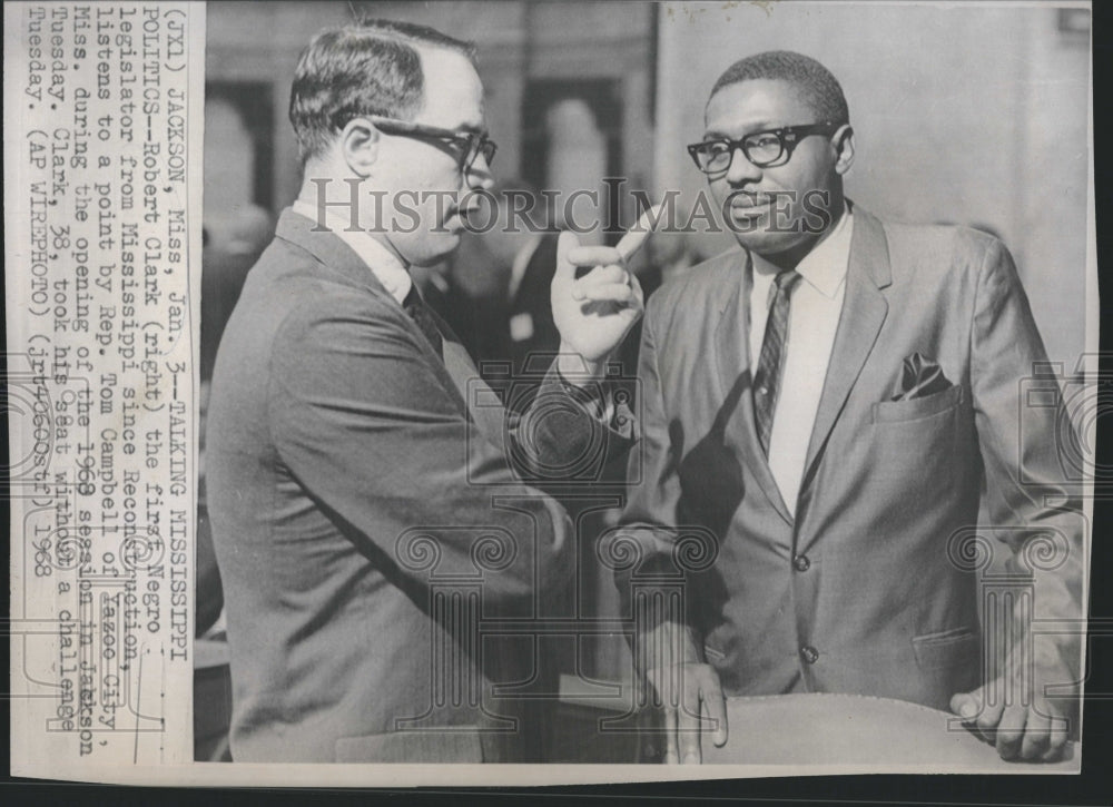 1968 Press Photo Robert Clark  and Rep Tom Campbell of Miss.- Historic Images