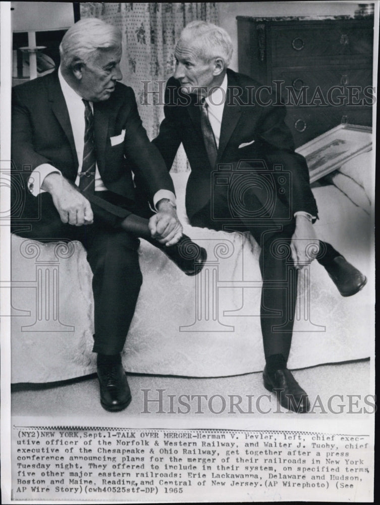 1965 Press Photo Herman V. Pevler, CEO of Norfolk and Western Railway - Historic Images