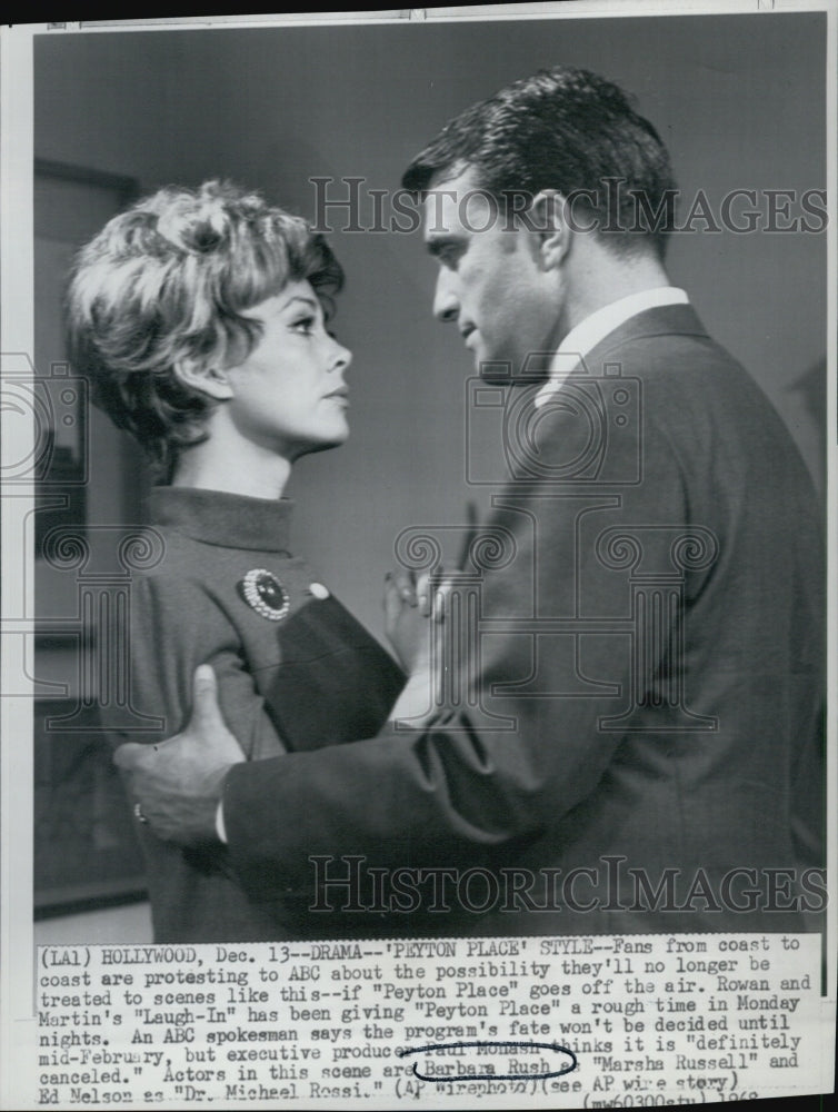 1968 Press Photo Barbara Rush Ed Nelson Actors PEYTON PLACE- Historic Images