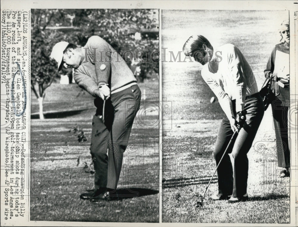 1971 Press Photo Singer Glen Campbell & golfer Billy Caspar- Historic Images