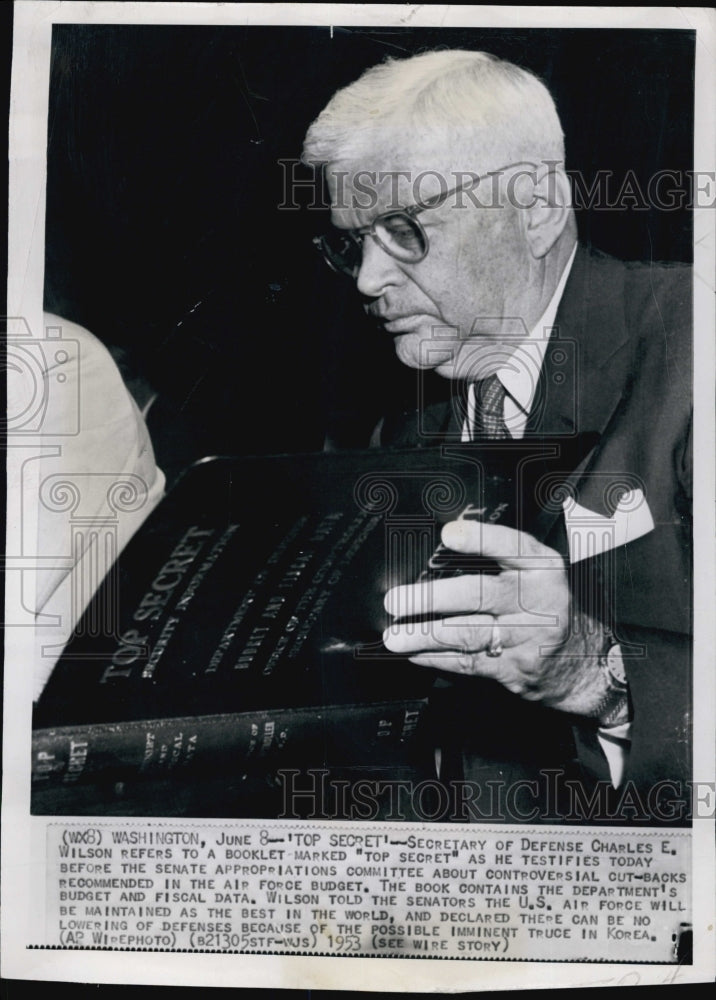 1953 Press Photo Secretary Defense Charles Wilson before Senate Committee- Historic Images