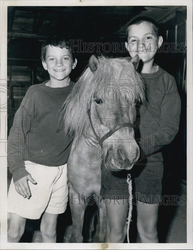 1967 Press Photo Jeff &amp; Tony Whittemore &amp; King their Pony- Historic Images