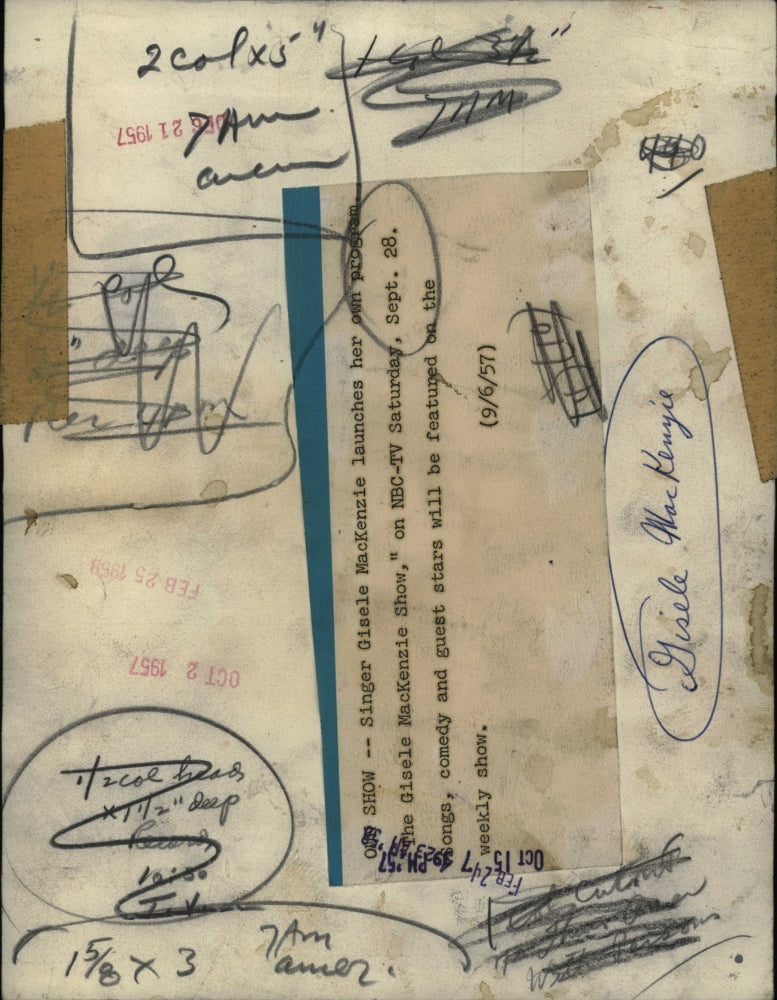 1957 Press Photo Singer actress Gisele MacKenzie