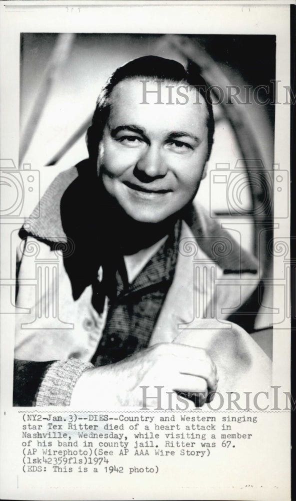 1942 Press Photo Tex Ritter Country And Western Star - Historic Images