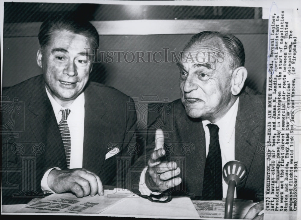 1961 Press Photo Col Loginov and James Landis ,Special Assistant to Pres Kennedy- Historic Images