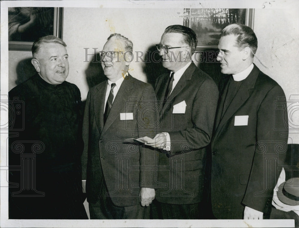 1954 Press PhotoRev Joseph Maxwell Pres of BC Mayor Hynes  Thomas CarensRevJoyce- Historic Images