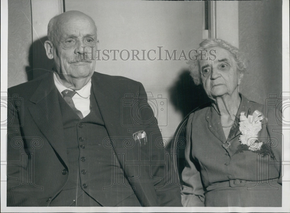 1957 Press Photo Joseph Lovering 81 Miss Ida M Brooks 83 To Be Married- Historic Images
