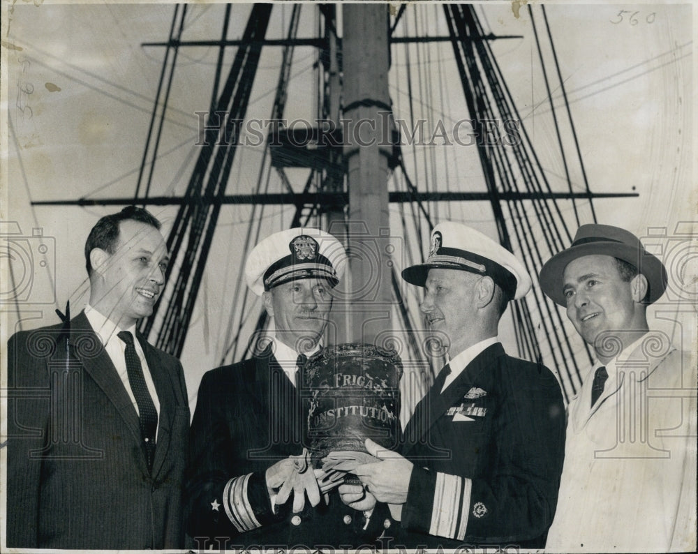 1958 Press Photo Rear Admiral Carl F. Espe and Rear Admiral Gordon McLintock, - Historic Images