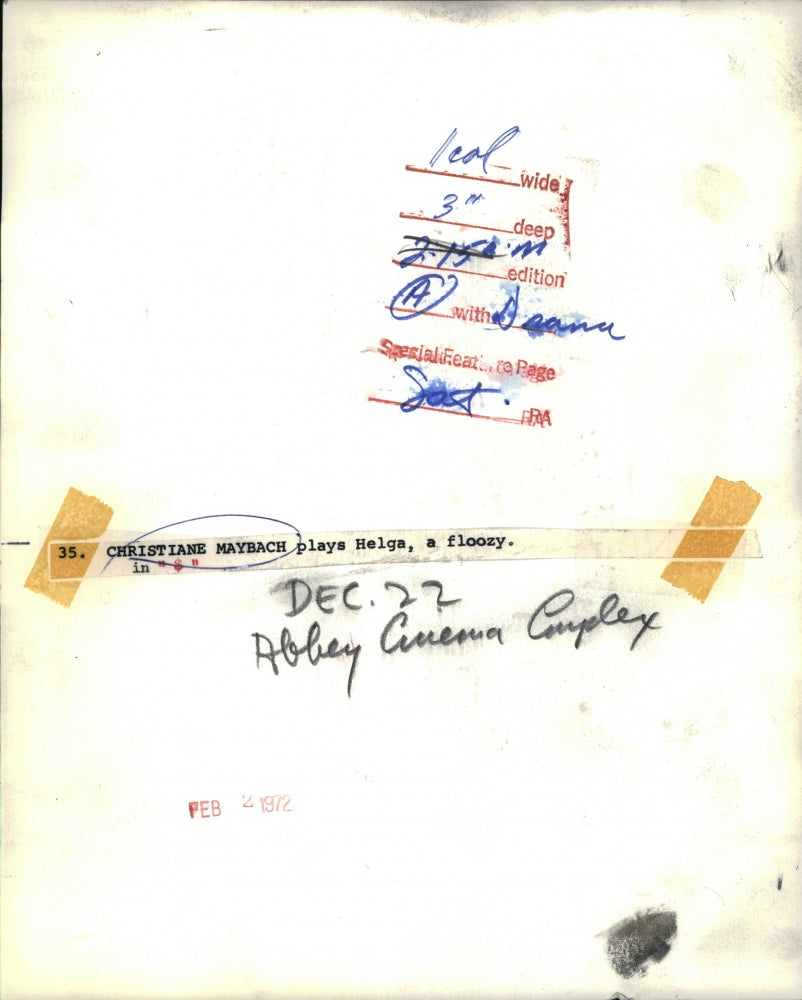 1972 Press Photo Christiane Maybach plays Helga, a floozy in "$" (Dollars)