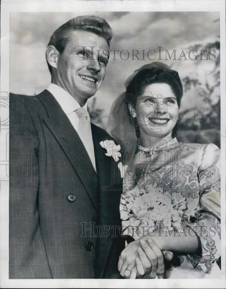 1949 Press Photo Actor Paul Livermore &amp; Peggy Murray wedding- Historic Images