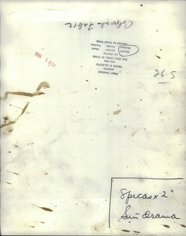 1968 Press Photo Richard Mulligan in"The Only Game In Town"