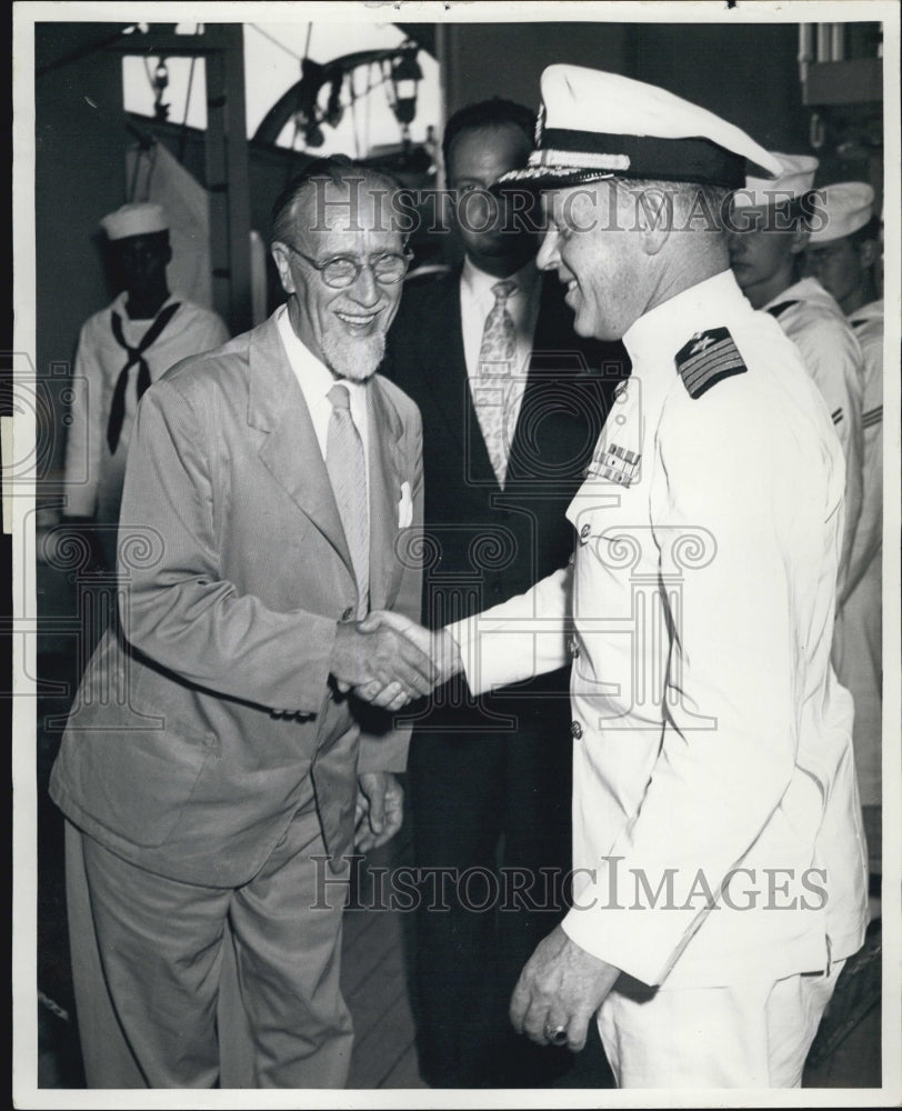 1952 Press Photo USS Baltimore,Mayor Gianna Bartoli of Trieste/Cart G.L.Caswell- Historic Images