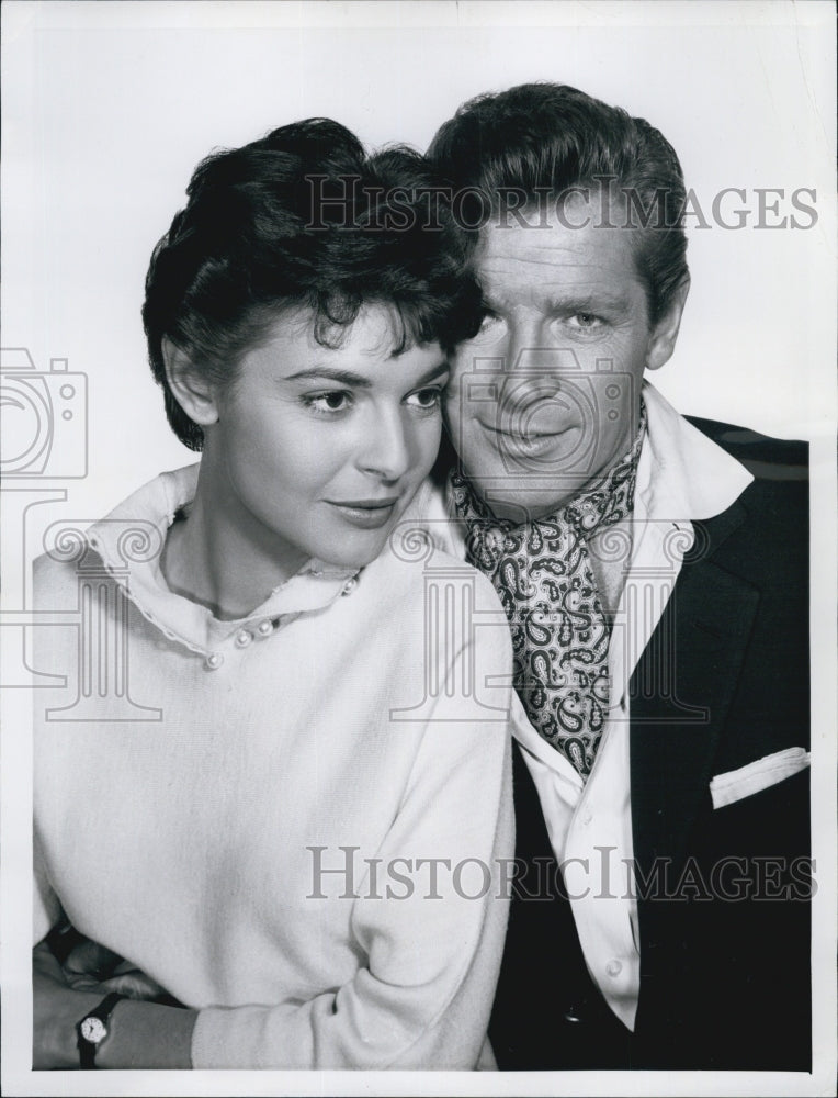 1957 Press Photo Richard Basehart &amp; Anne Bancroft in &quot;Playhouse&quot;- Historic Images