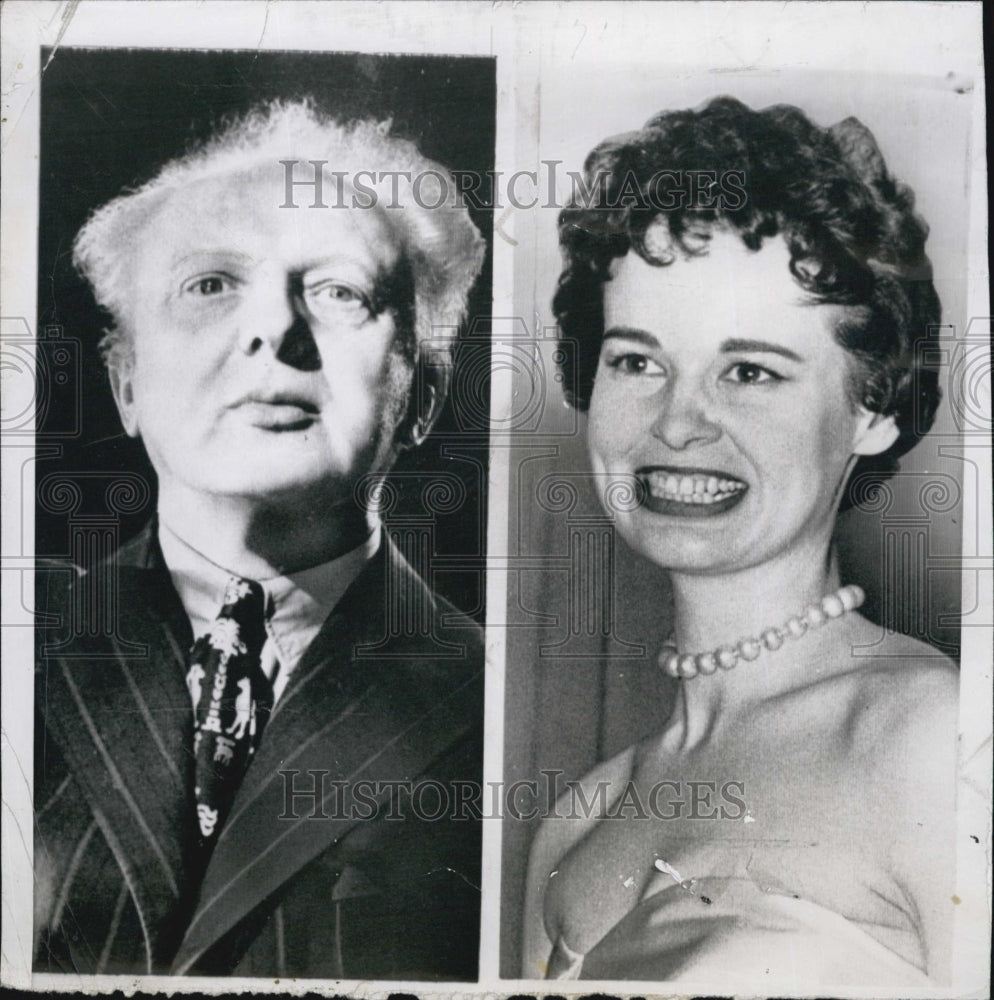1954 Press Photo Conductor Leopold Stokowski and wife Gloria Vanderbilt seperate- Historic Images