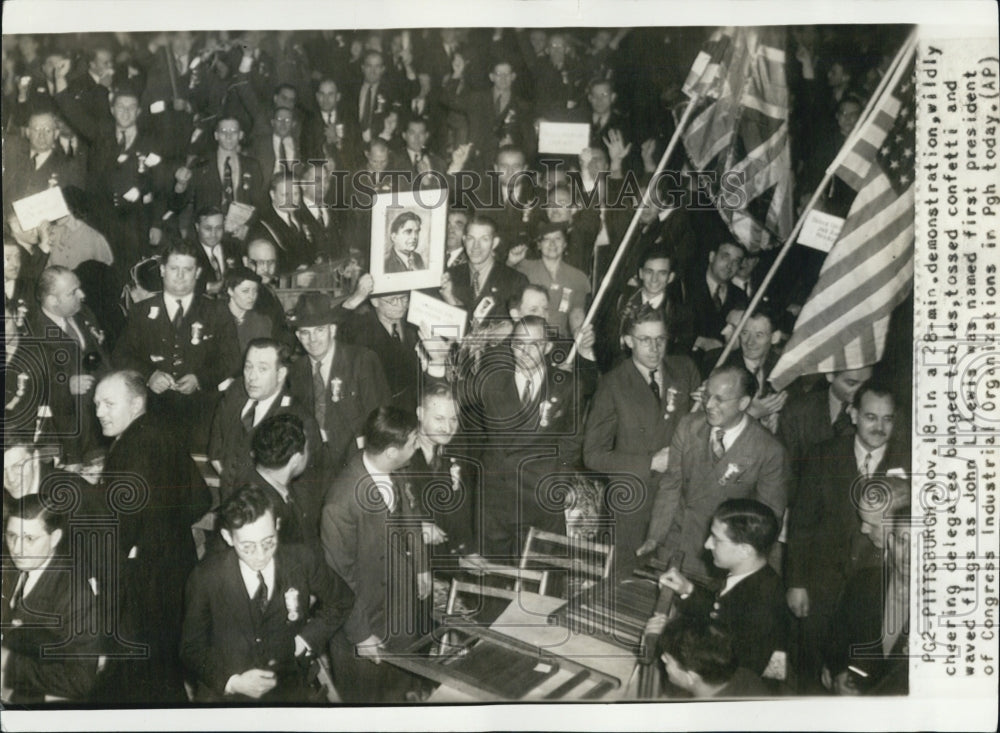1938 Press Photo 28Min Demonstration as John L.Lewis Named 1st Pres of Congress- Historic Images