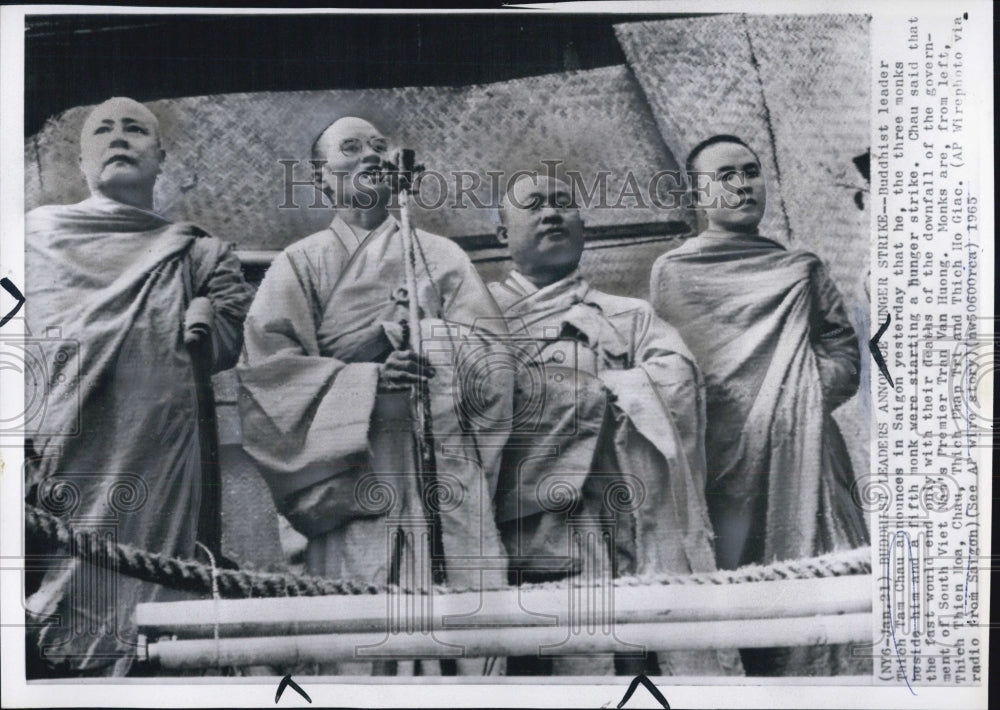 1965 Press Photo Buddhist Leader Thich Tam Chau Announces Hunger Strike- Historic Images