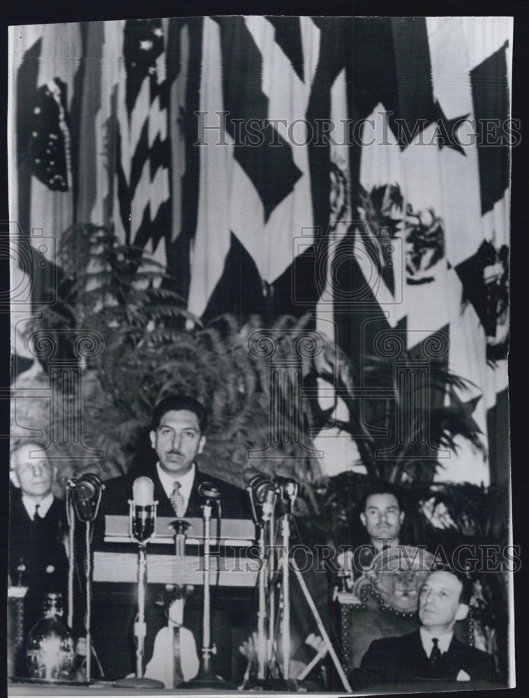 1947 Press Photo President of Mexico Miguel Aleman Addressing Pan-American Union- Historic Images