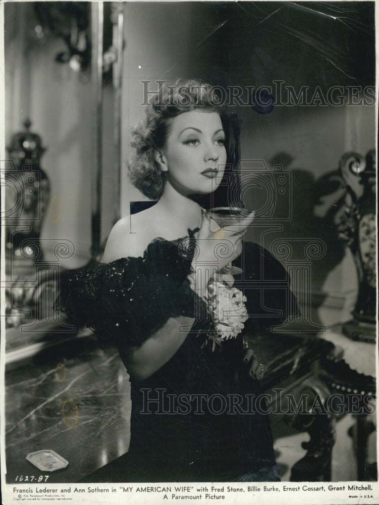 1936 Press Photo Actress Ann Sothern  in &quot;My American Wife&quot;- Historic Images