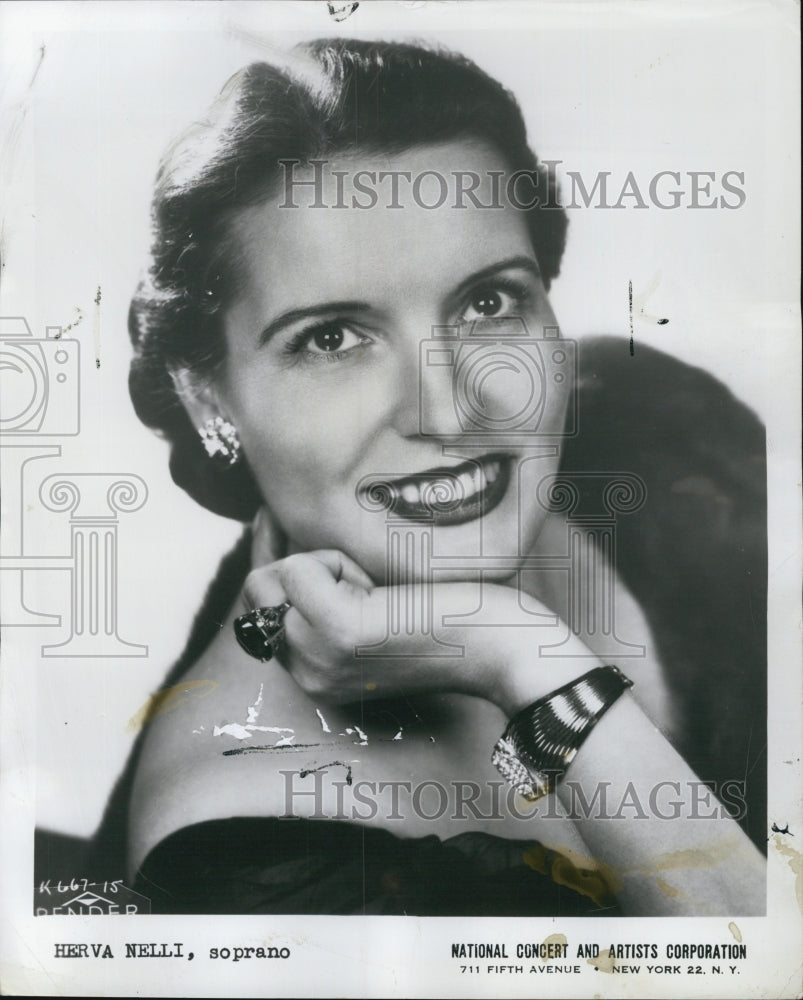 1955 Press Photo Italian-born operatic soprano Herva Nelli- Historic Images