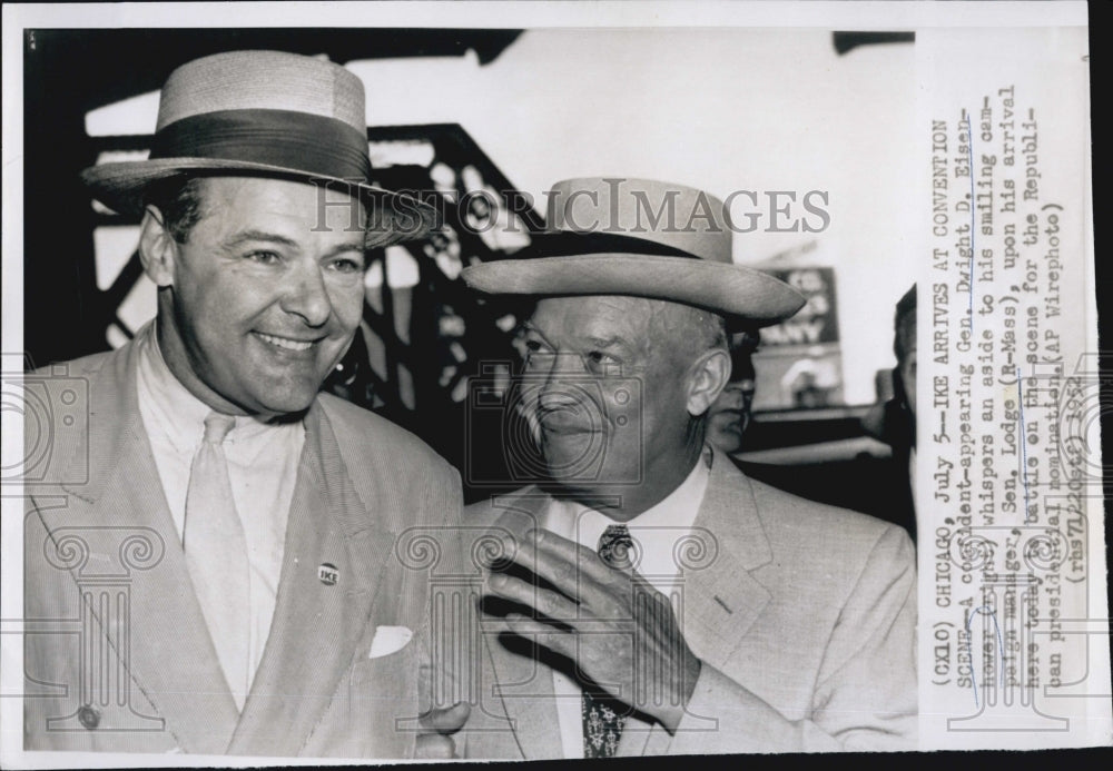 1952 Press Photo General Eisenhower with Senator Henry Cabot Lodge in Chicago- Historic Images