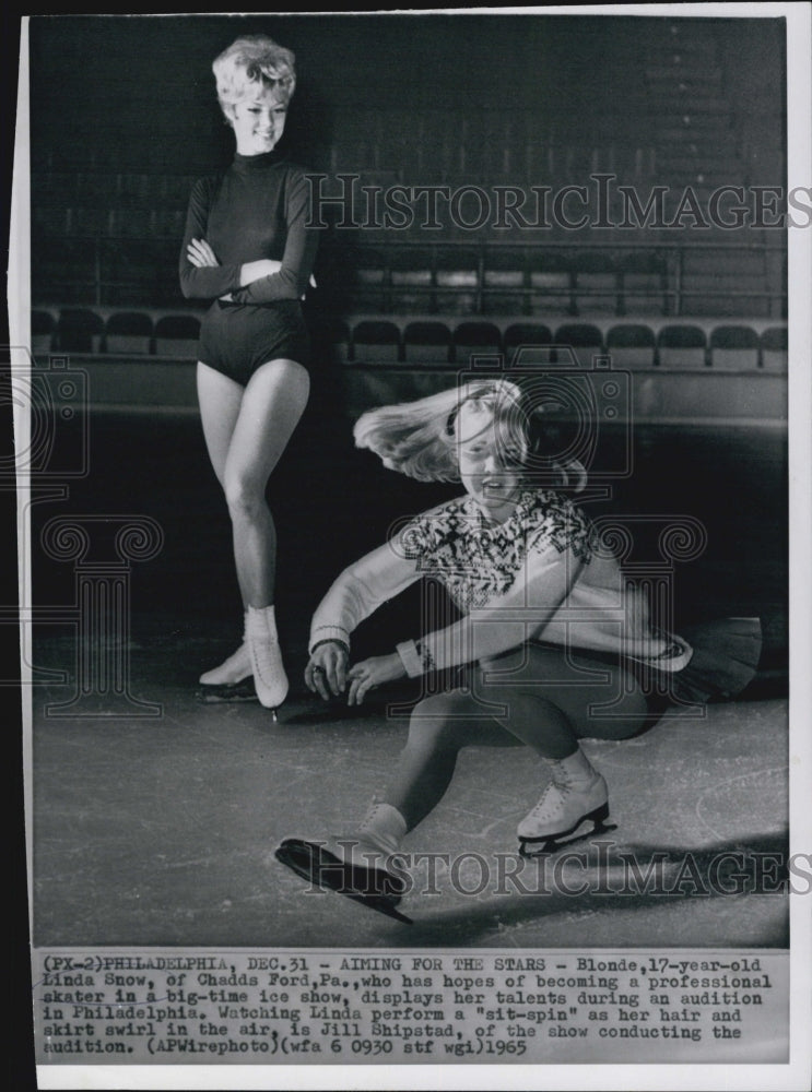 1965 Press Photo Linda Snow Auditioning to be a Professional Skater- Historic Images