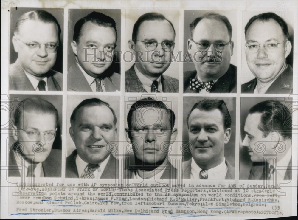 1953 Press Photo Press Reporters James King,K. O&#39;Mally,Don Schwind,Edward Pollak- Historic Images