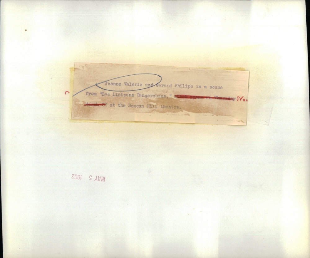 1962 Press Photo Jeanne Valerie And Gerard Philipe