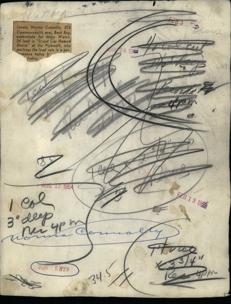 1950 Press Photo Norm Connolly, unstudy for Mary Welch in "Streetcar Named