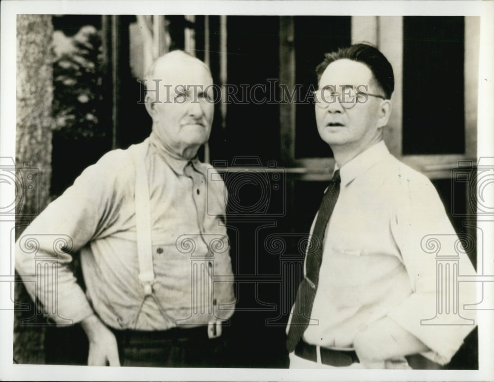1937 Press Photo Kin Hanna and Father in-law Matt Cobb victims of Robbery.