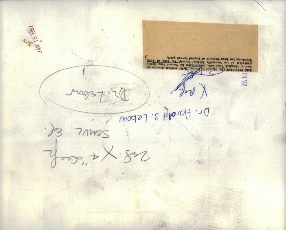 1962 Press Photo Dr. Harold Lebow, Medical Dir. Central Hosp. & Dr. Vincent Sena