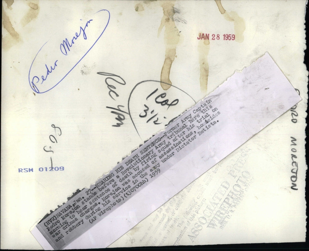 1959 Press Photo Former Army Captain Pedro Morejon Army firing squad - RSM01209