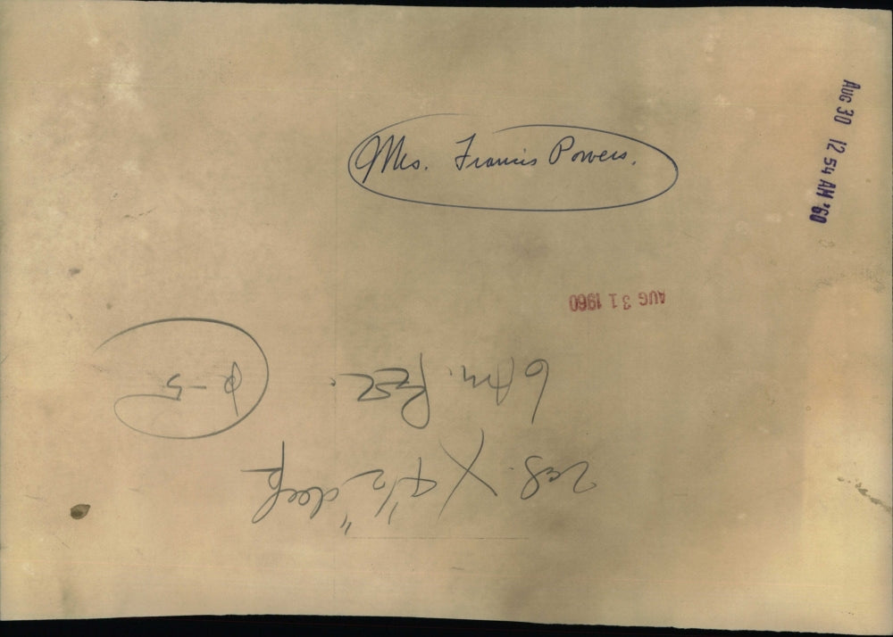 1960 Press Photo Mrs Francis Powers, Husband charged with spying in USSR