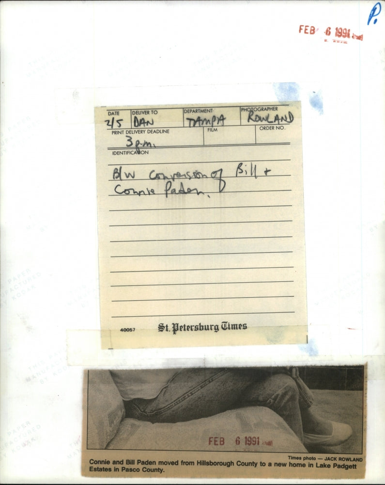 1991 Press Photo Connie & Bill Paden at home in Pasco County, Fla. - RSM03599