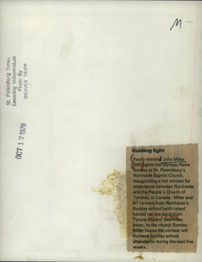 1976 Press Photo Youth minister John Miller at St Pete Baptist Church