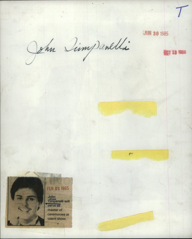 1985 Press Photo Entertainer John Timpanelli - RSM05063