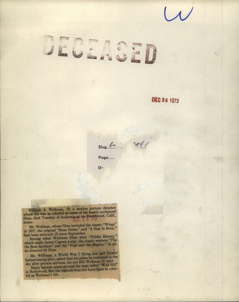 1973 Press Photo William A. Wellman director Wings The Story of G.I. Joe