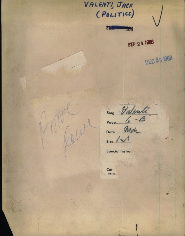 1966 Press Photo Jack Valenti former aide to President Johnson - RSM06777