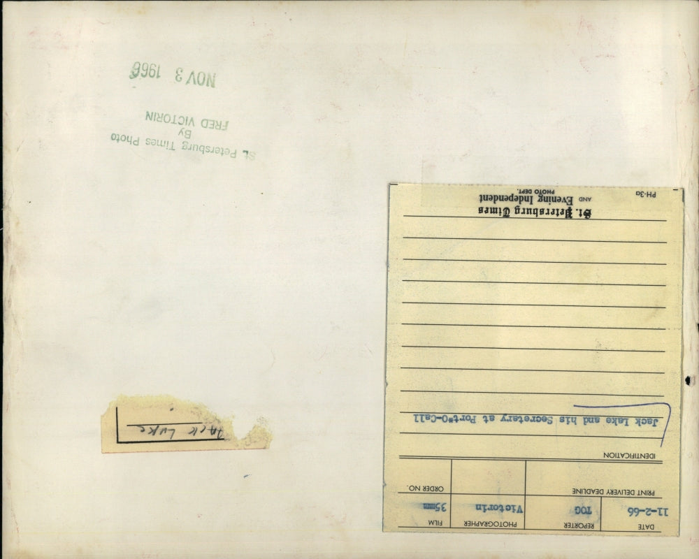 1966 Press Photo Jack Lake Secretary Port O-Call - RSM07843