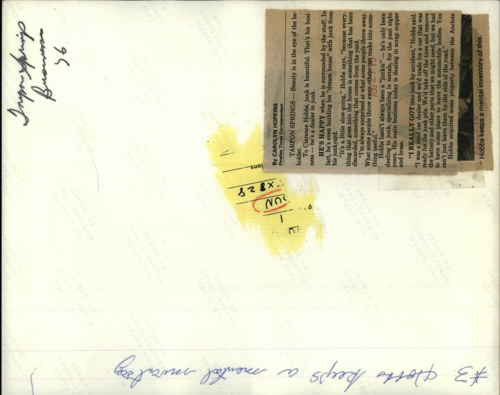 1976 Press Photo Clarence Hobbs, Junk Dealer Business - RSM08509