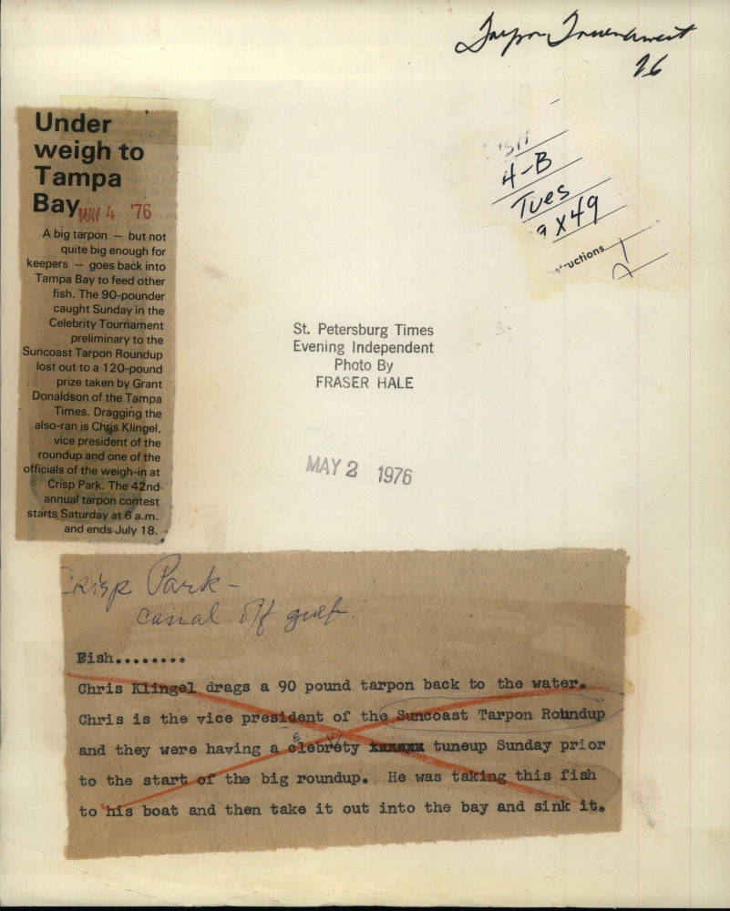 1976 Press Photo Chris Klingel & 90 lb tarpon in Florida - RSM10089