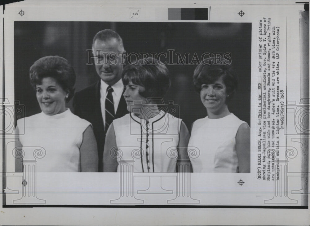 1968 Press Photo Vice President Candidate Gov Spiro T Agnew & Family - RSM12283