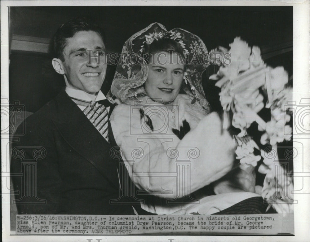 1946 Press Photo Ellen Pearson wedding to Mr George Arnold - RSM12785