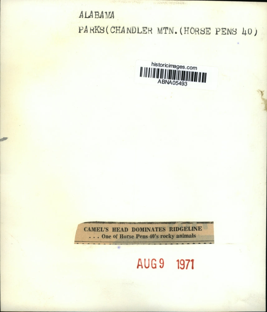 1971 Press Photo Alabama's Chandler Mountain's Camel's head dominated ridgeline.