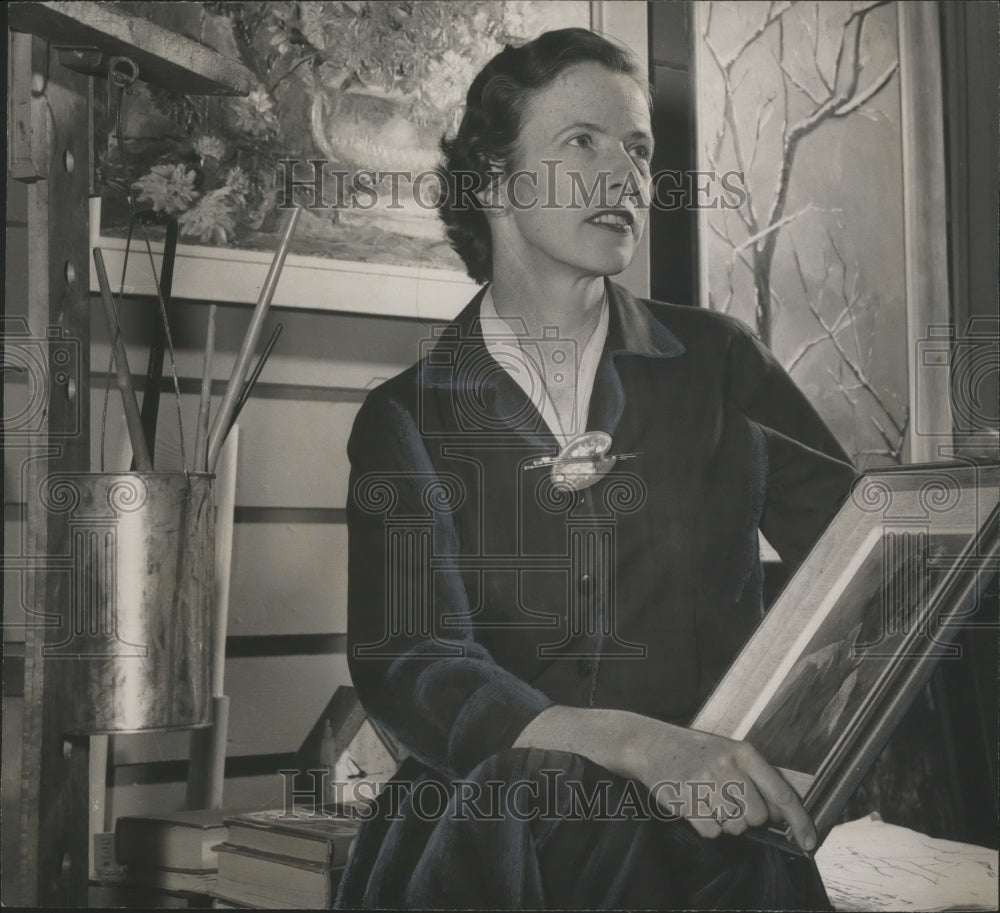 1959 Press Photo Alabama-Artist Katharine Blackford has one-man show at Howard. - Historic Images